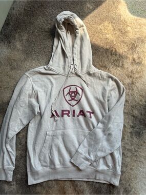 Ariat Women’s Hooded Sweatshirt - Tan with Maroon Logo